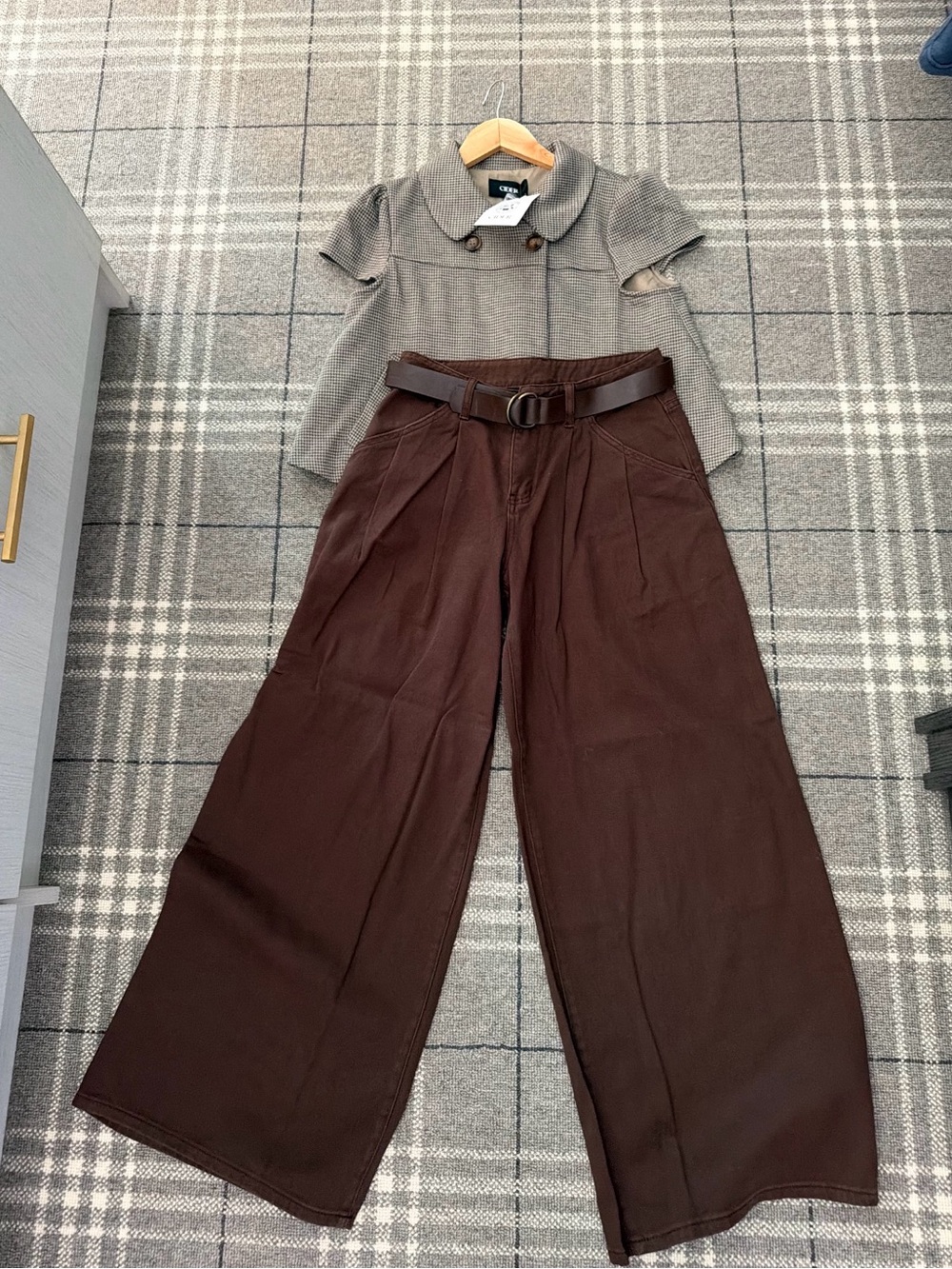 Cider Brown Wide-Leg Trousers with Belt